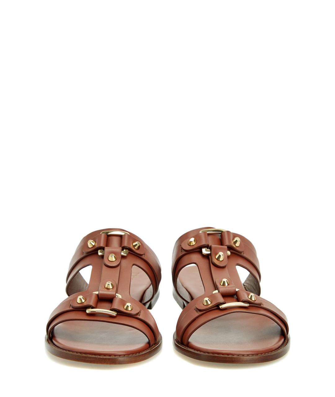 DOUCAL'S Коричневые кожаные шлепанцы, фото 6