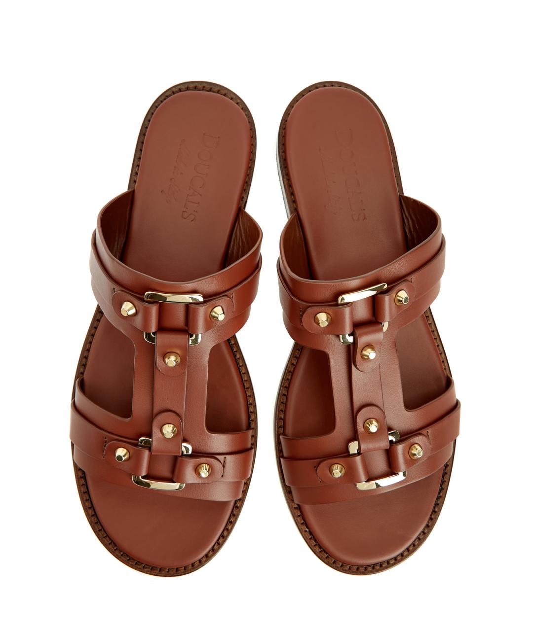 DOUCAL'S Коричневые кожаные шлепанцы, фото 5