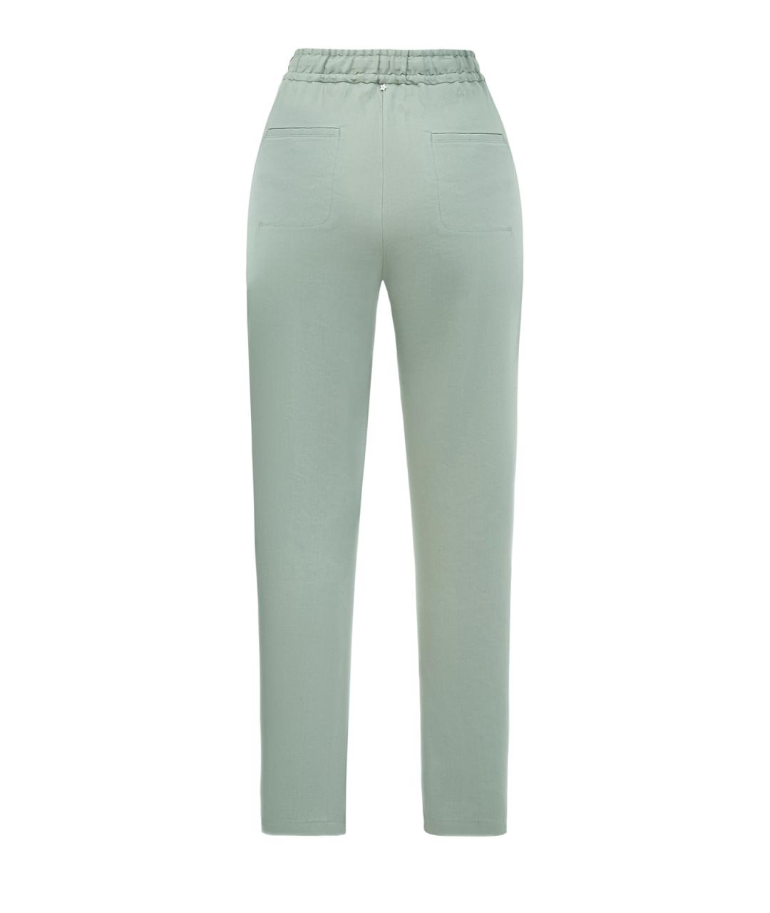 LORENA ANTONIAZZI Зеленые льняные прямые брюки, фото 2