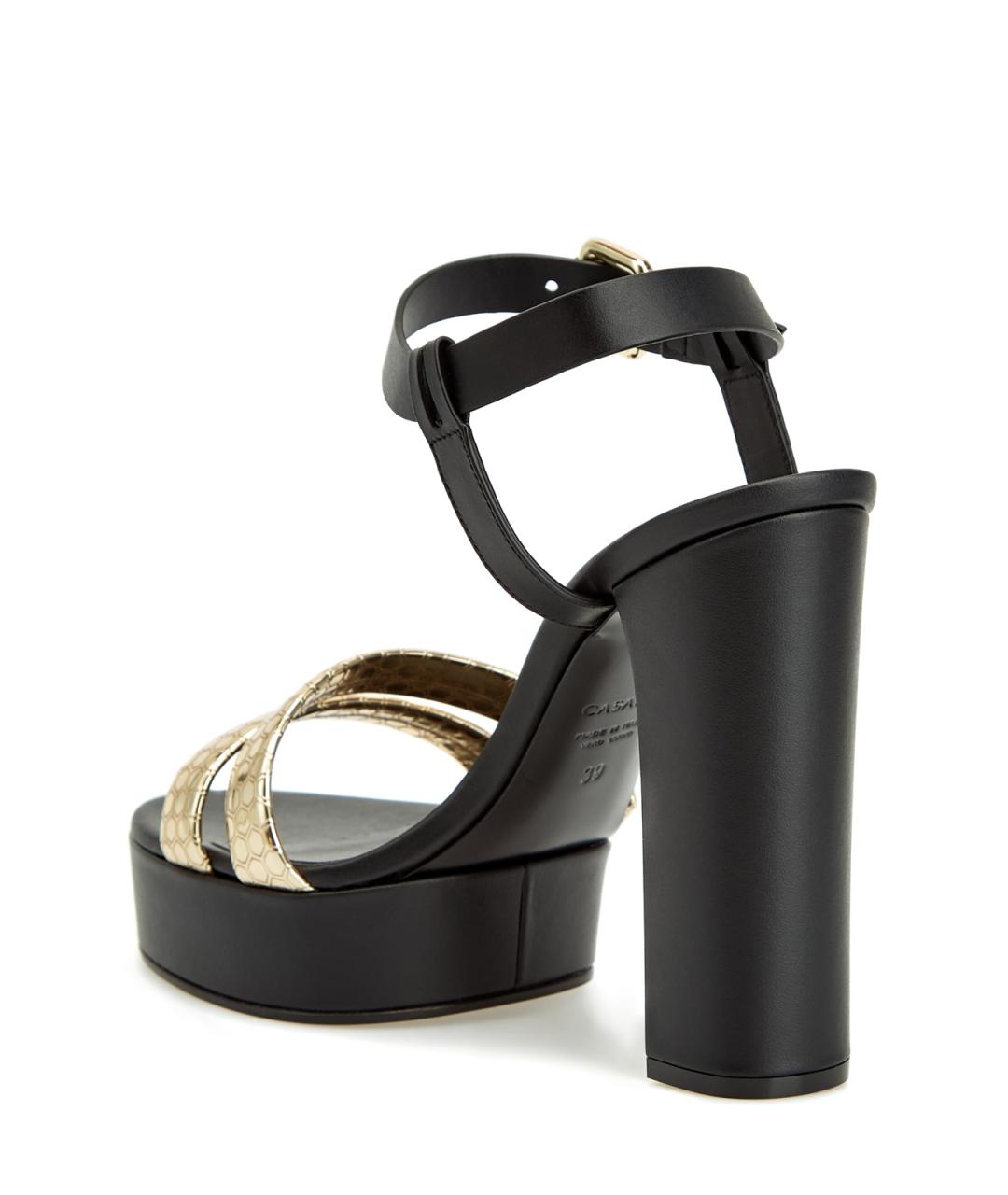 CASADEI Черные кожаные босоножки, фото 4