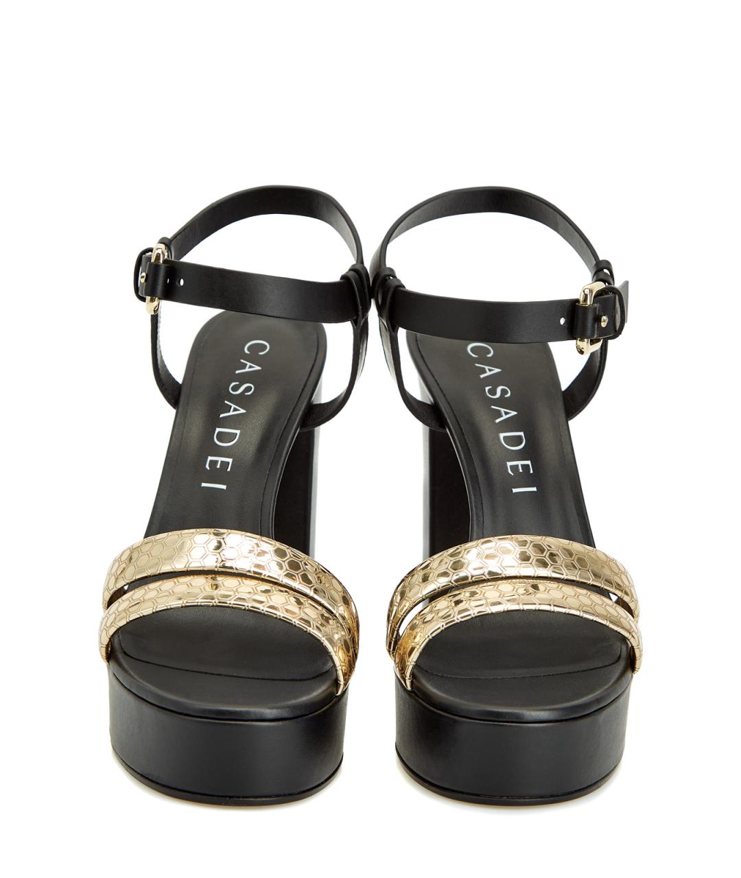 CASADEI Черные кожаные босоножки, фото 6