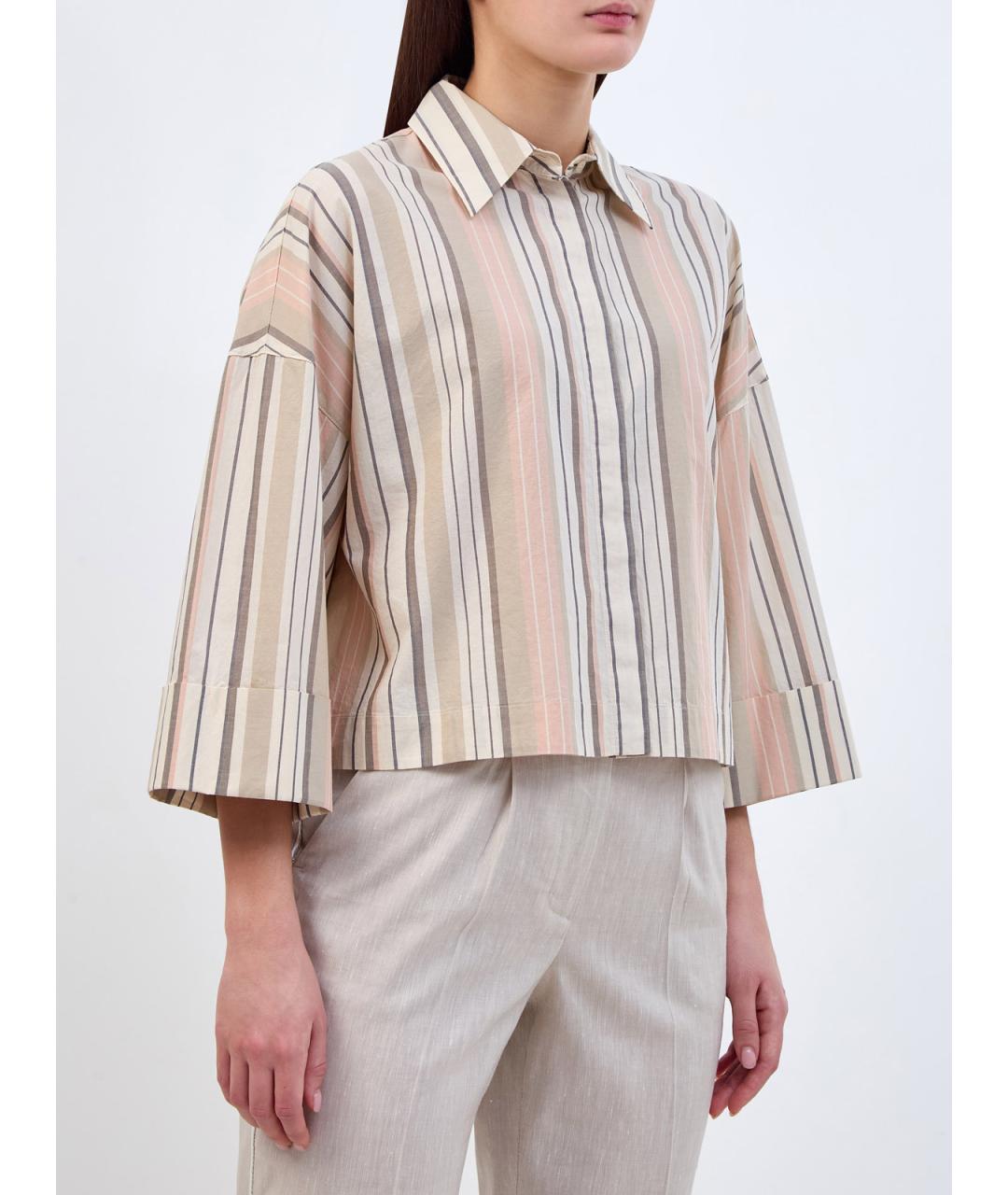 PESERICO Бежевая хлопковая рубашка, фото 3