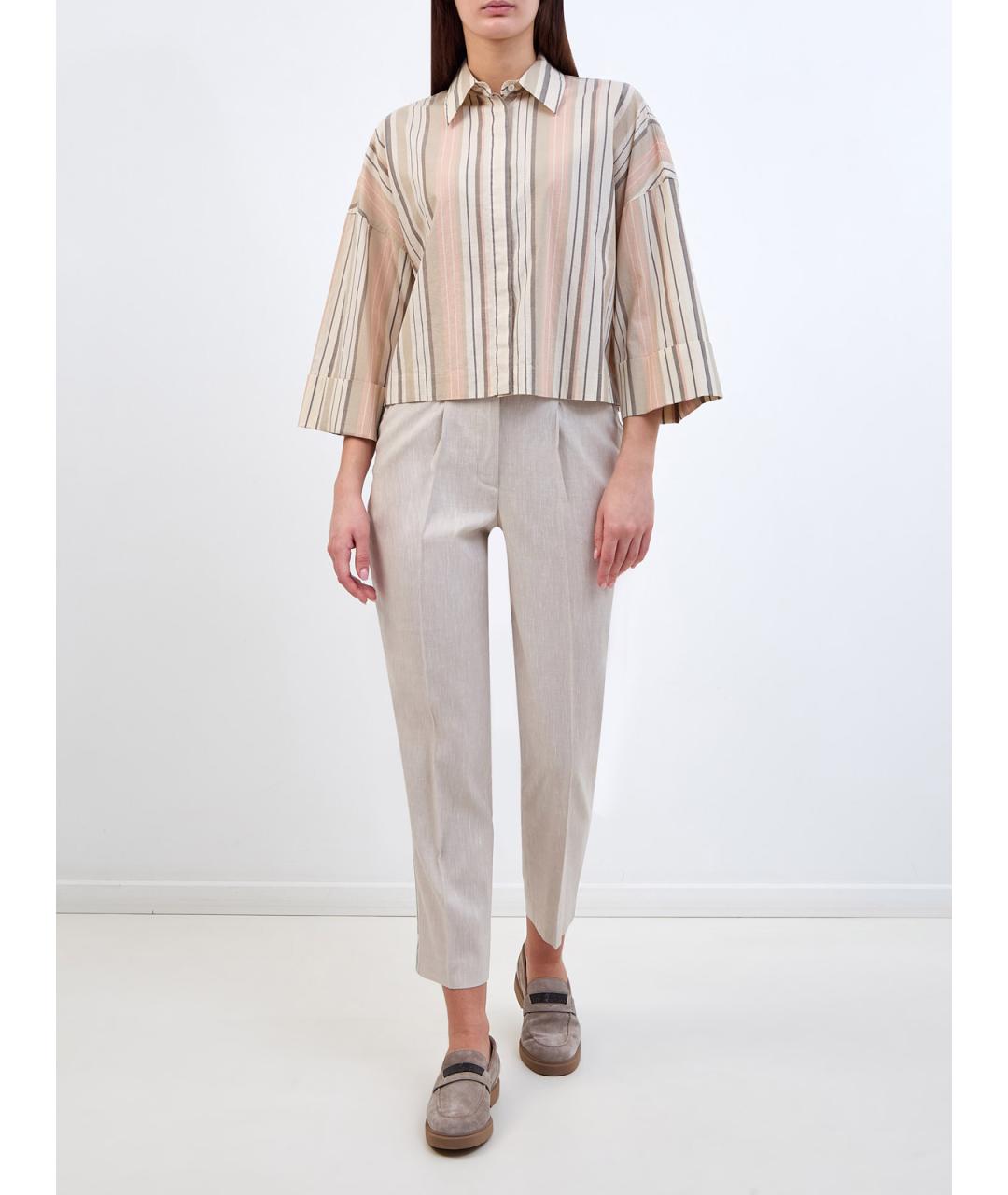 PESERICO Бежевая хлопковая рубашка, фото 2