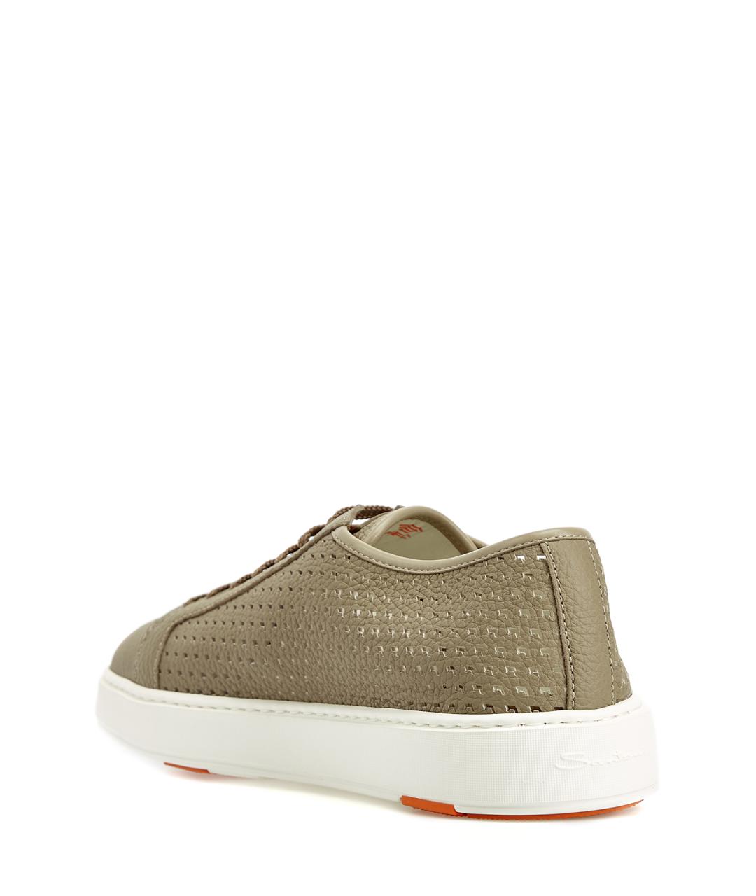 SANTONI Бежевые кожаные низкие кроссовки / кеды, фото 4