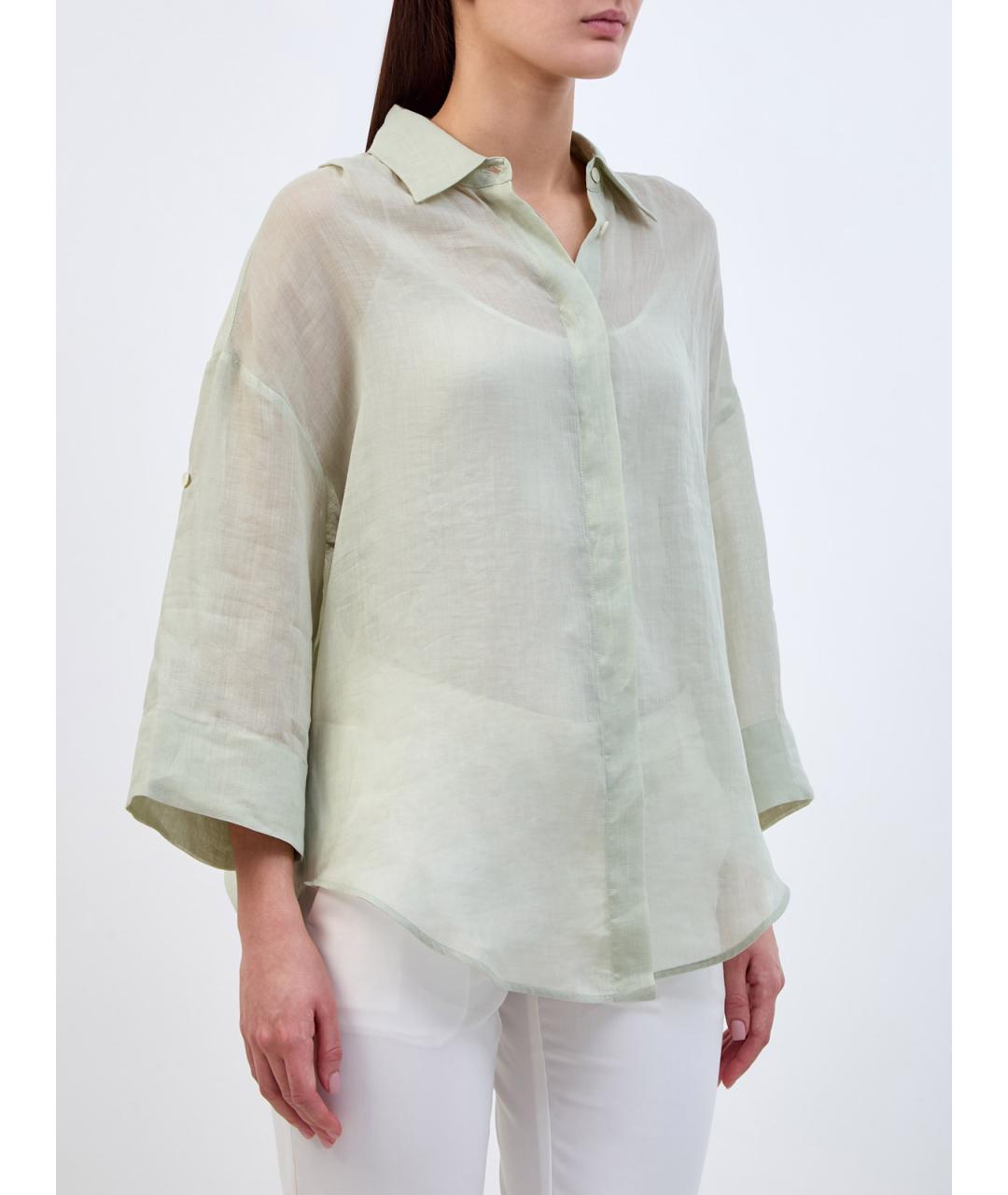 LORENA ANTONIAZZI Зеленая льняная рубашка, фото 3