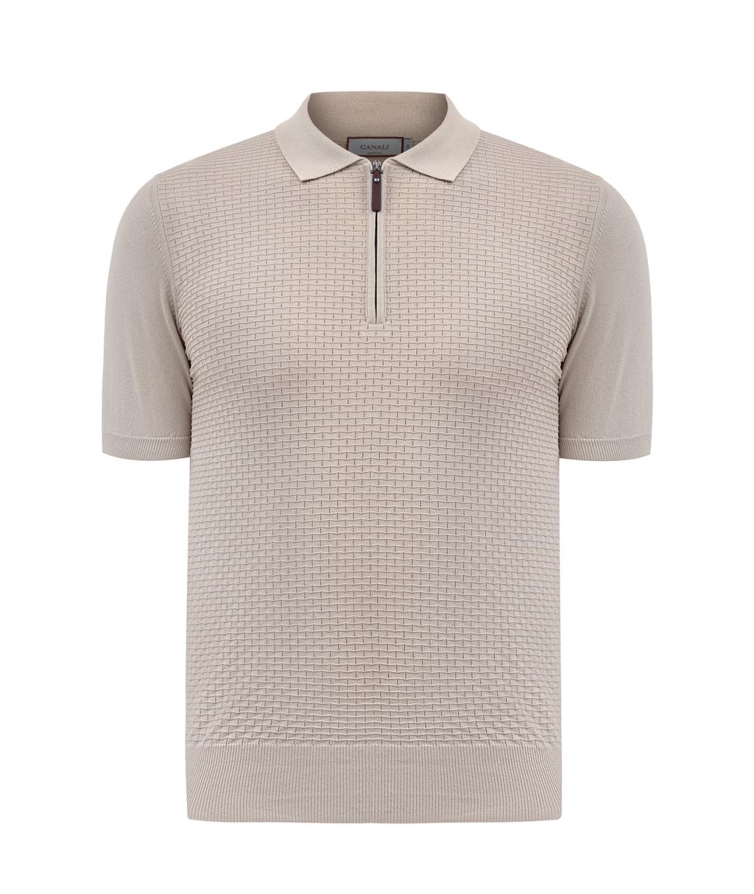 CANALI Бежевое хлопковое поло с коротким рукавом, фото 1