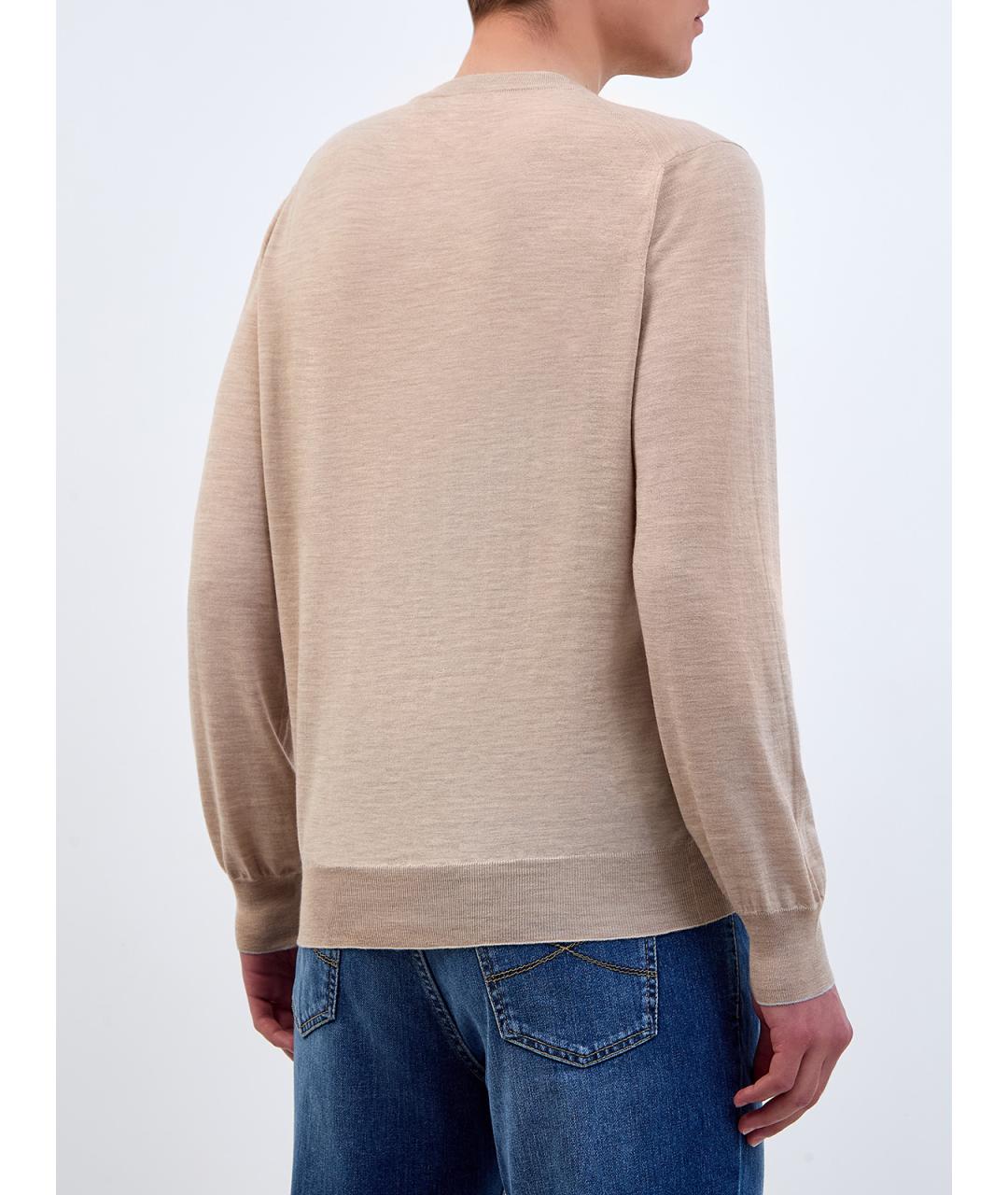 BRUNELLO CUCINELLI Бежевый шерстяной джемпер / свитер, фото 4