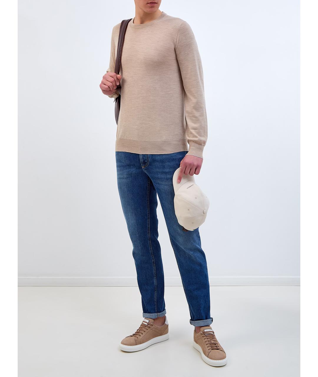 BRUNELLO CUCINELLI Бежевый шерстяной джемпер / свитер, фото 2