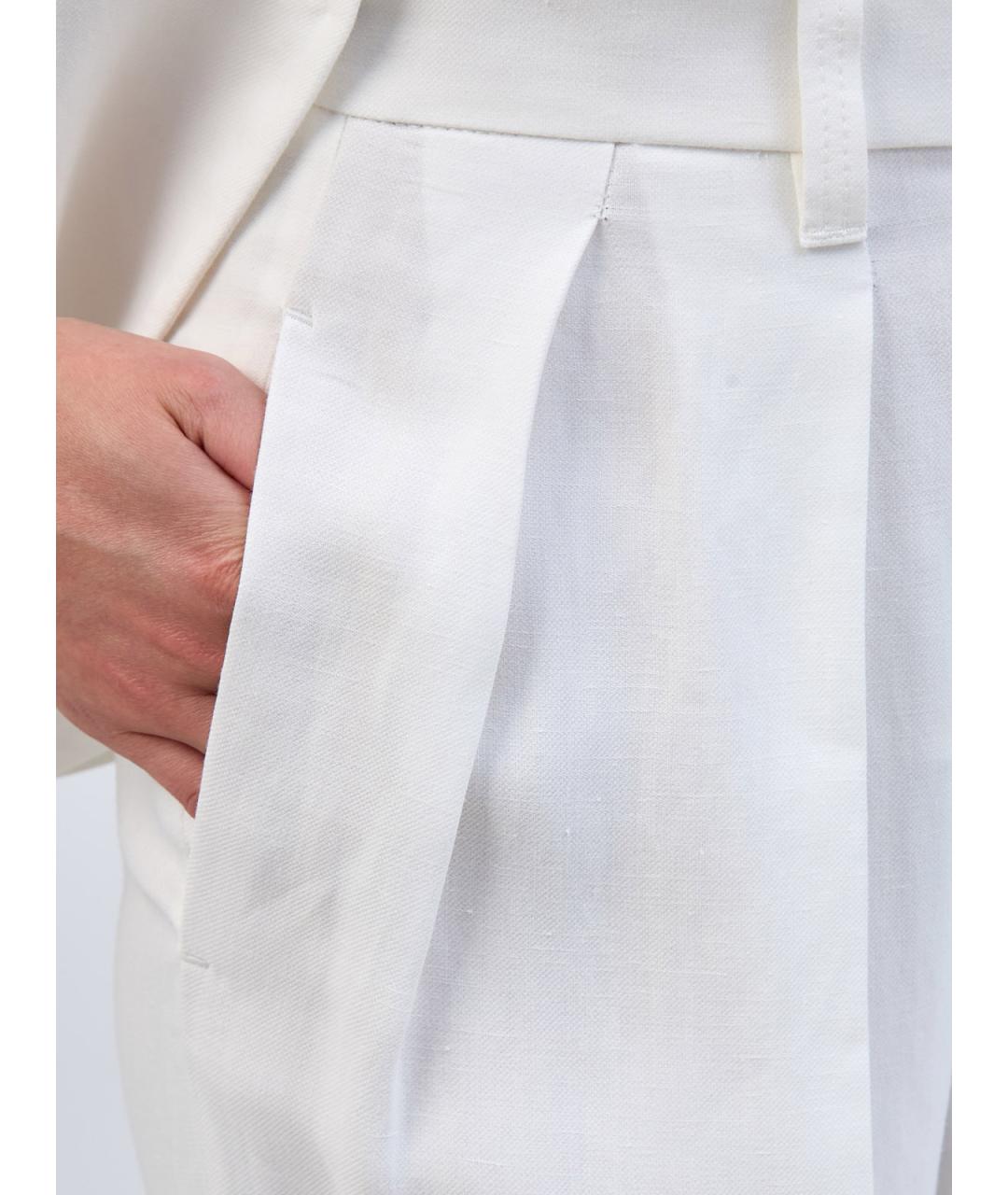 BRUNELLO CUCINELLI Белые вискозные прямые брюки, фото 5