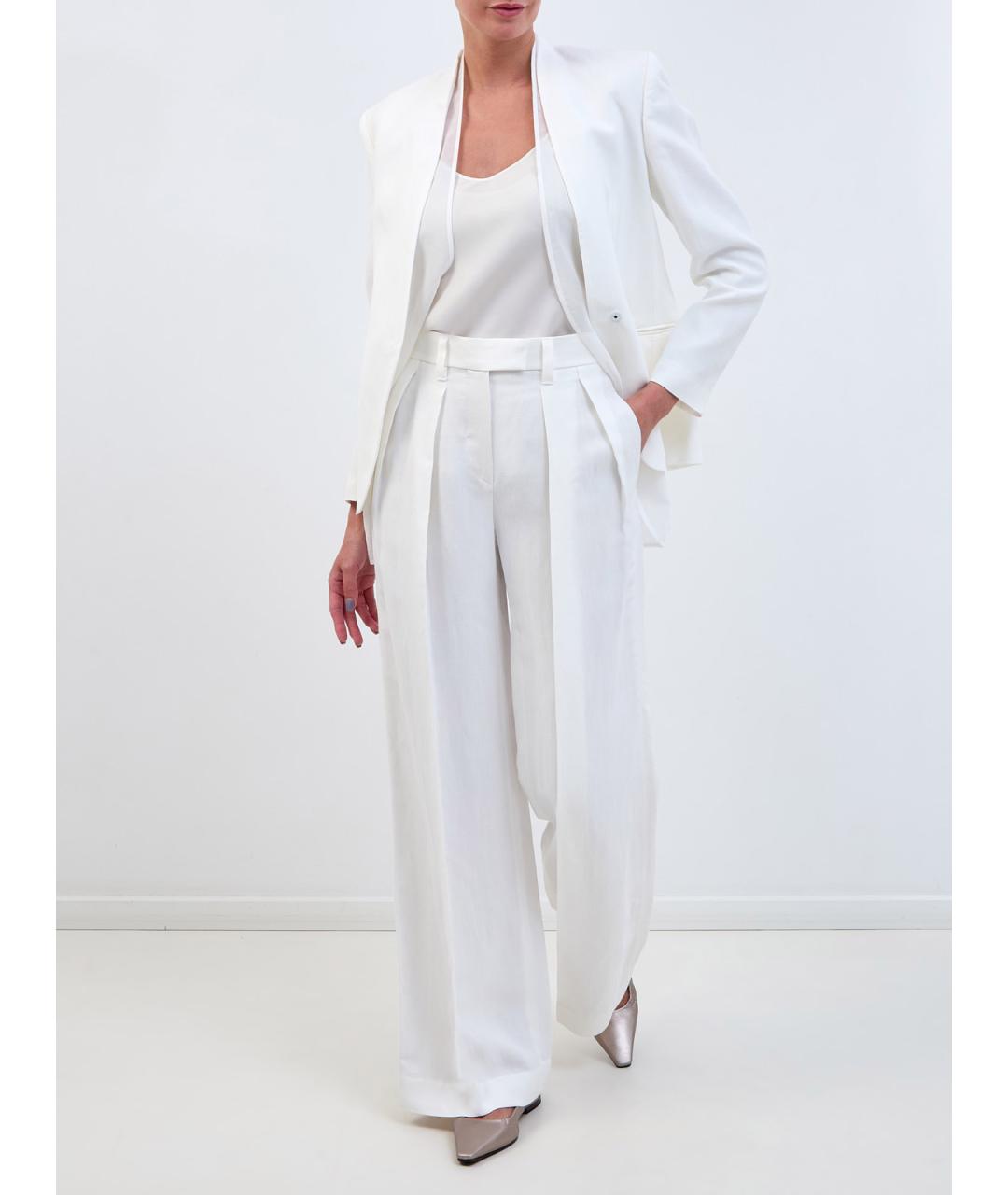 BRUNELLO CUCINELLI Белые вискозные прямые брюки, фото 2