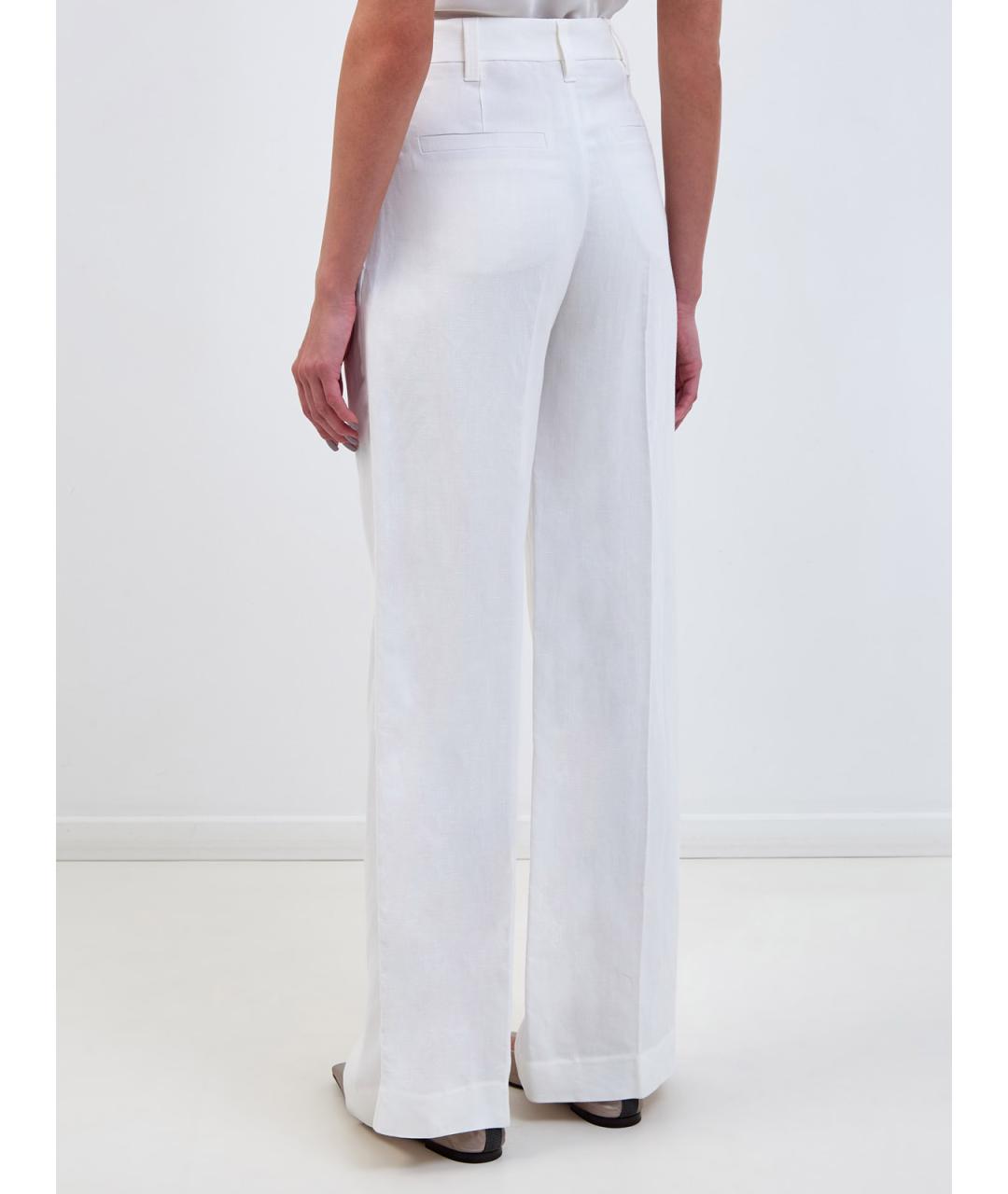 BRUNELLO CUCINELLI Белые вискозные прямые брюки, фото 4