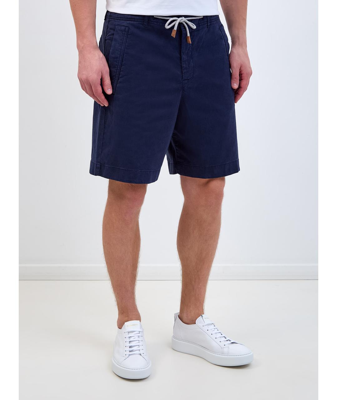 ELEVENTY Синие хлопковые шорты, фото 3