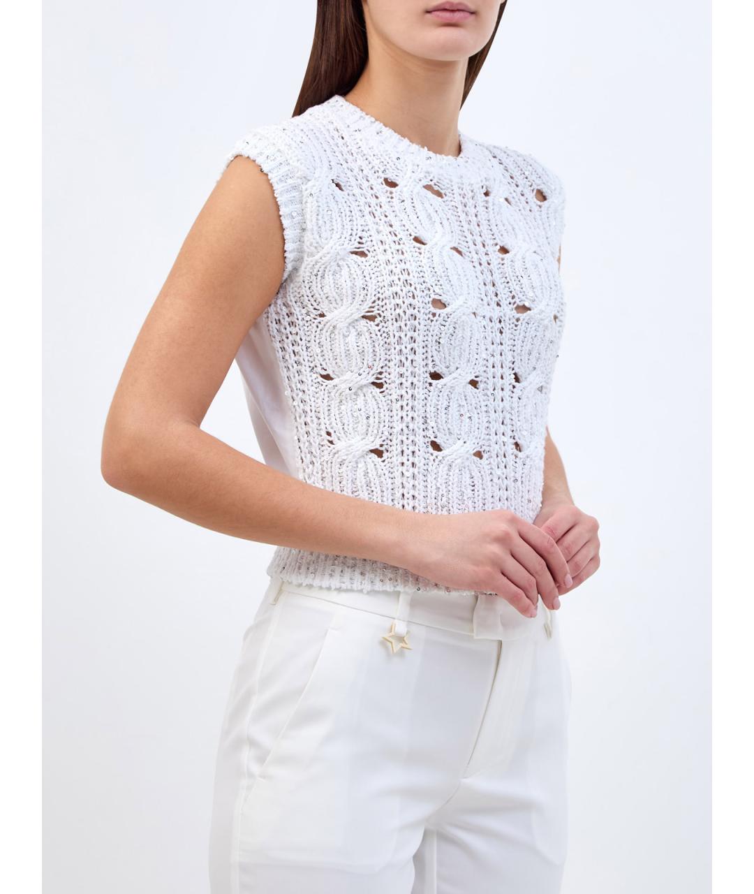 LORENA ANTONIAZZI Белая хлопковая жилетка, фото 3