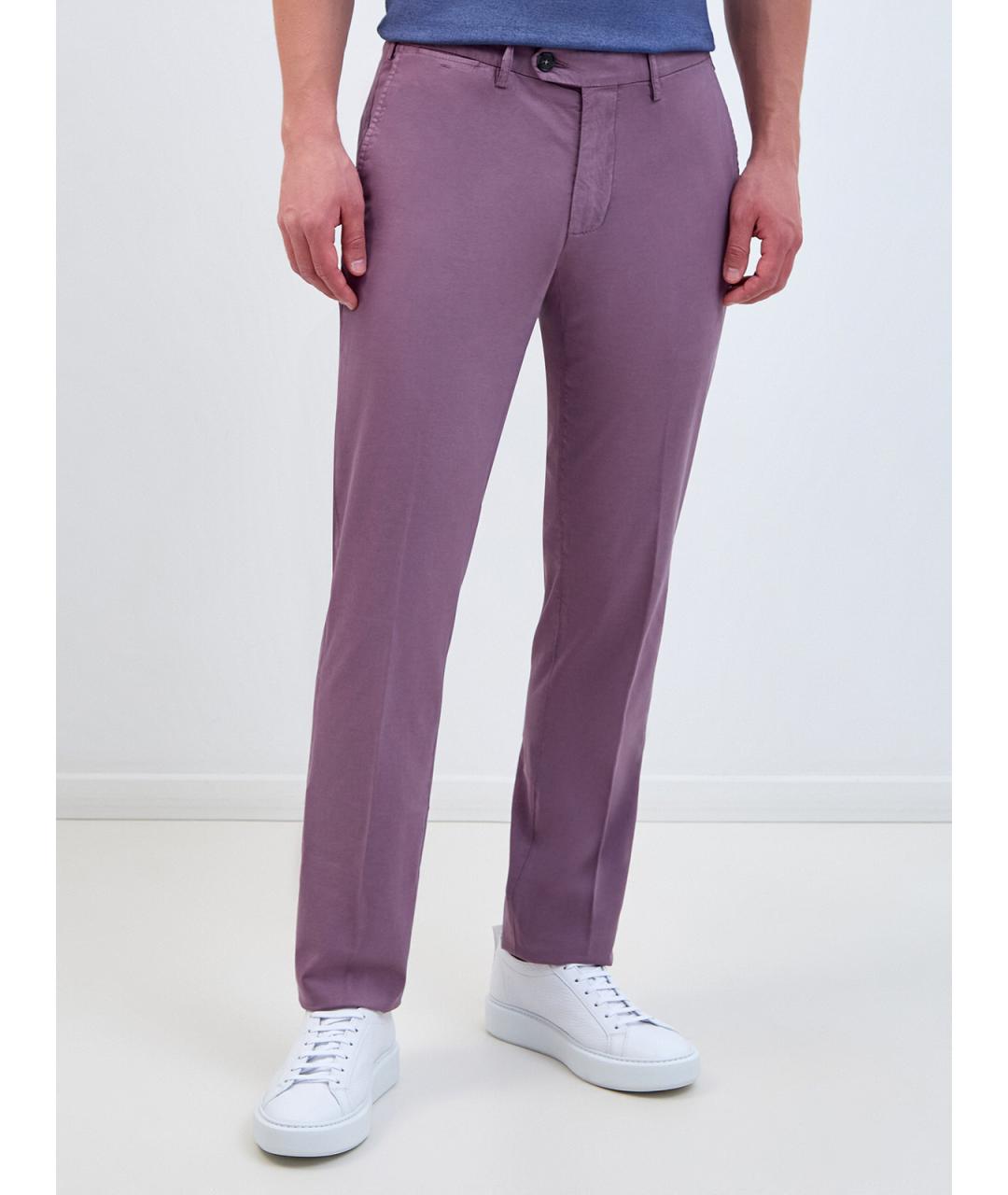 CANALI Фиолетовые хлопковые повседневные брюки, фото 3