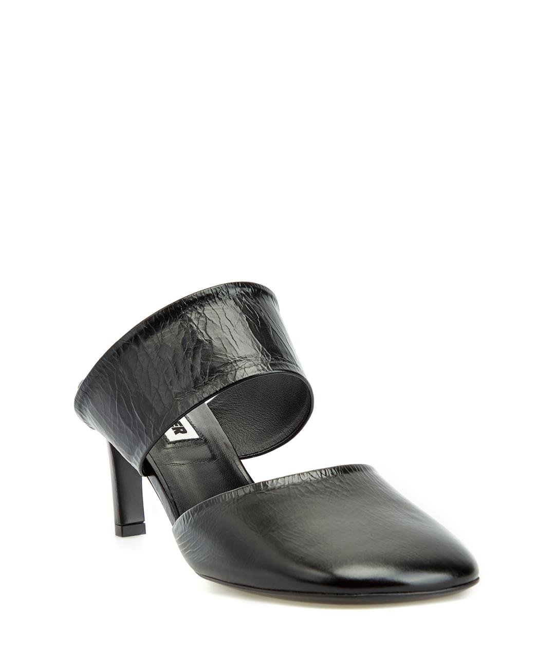 JIL SANDER Черные кожаные мюли, фото 3