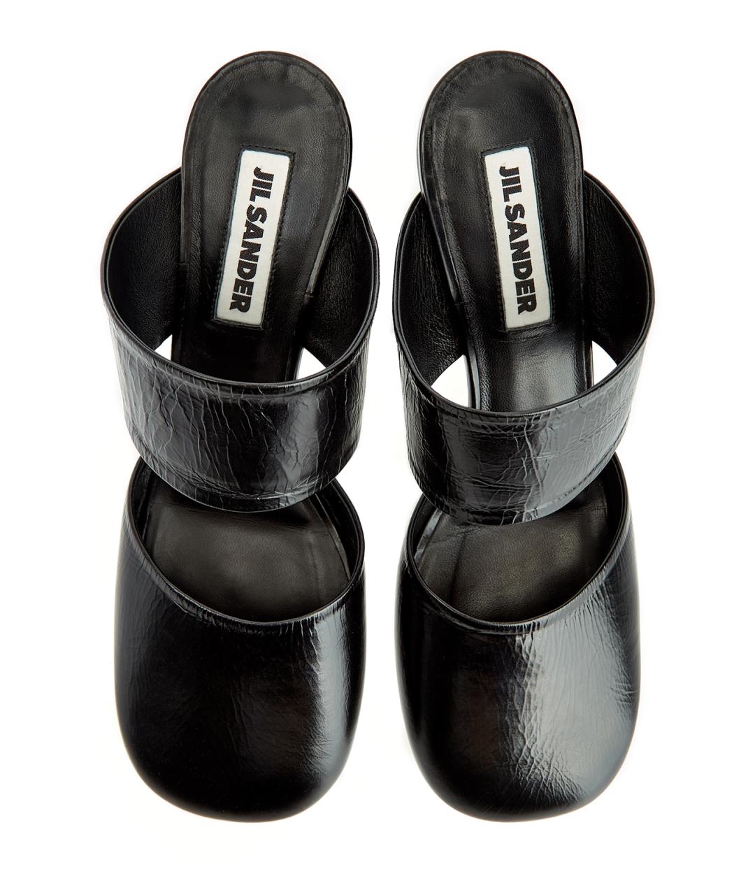 JIL SANDER Черные кожаные мюли, фото 5