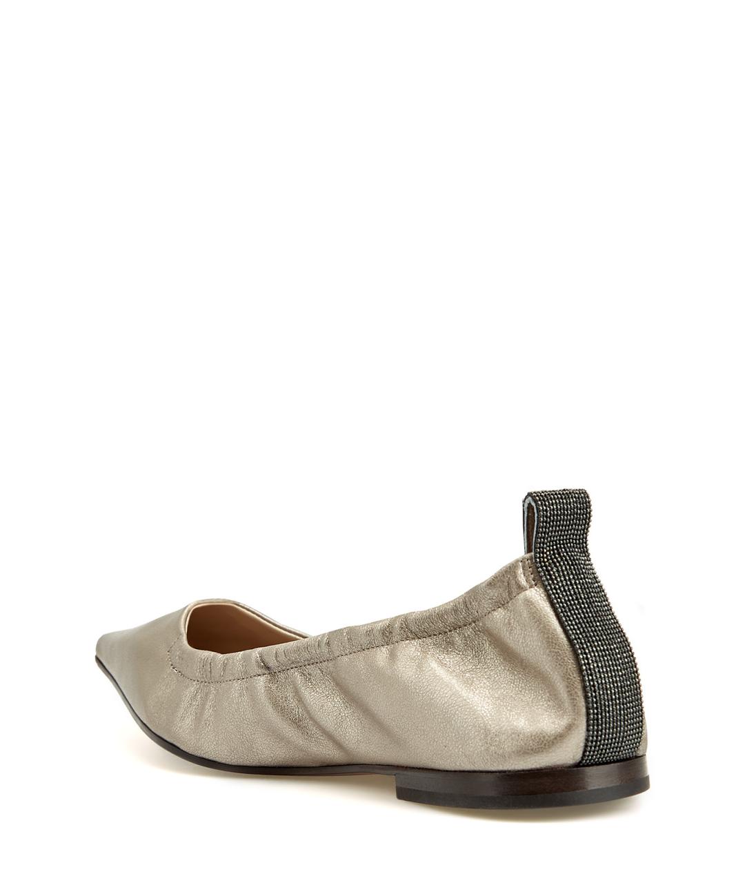 BRUNELLO CUCINELLI Бежевые кожаные балетки, фото 4