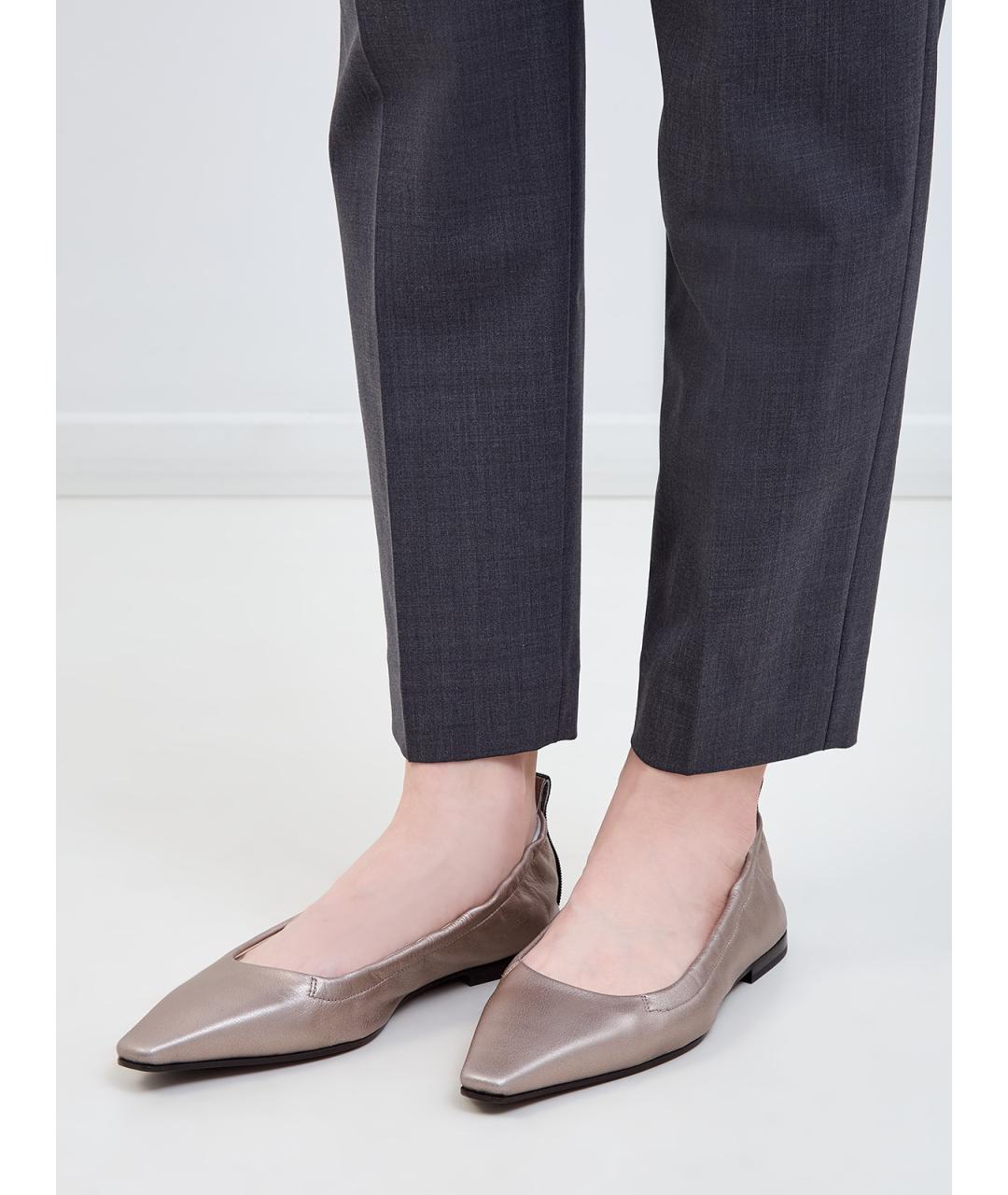 BRUNELLO CUCINELLI Бежевые кожаные балетки, фото 2