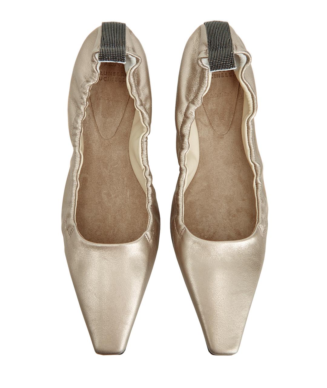 BRUNELLO CUCINELLI Бежевые кожаные балетки, фото 5