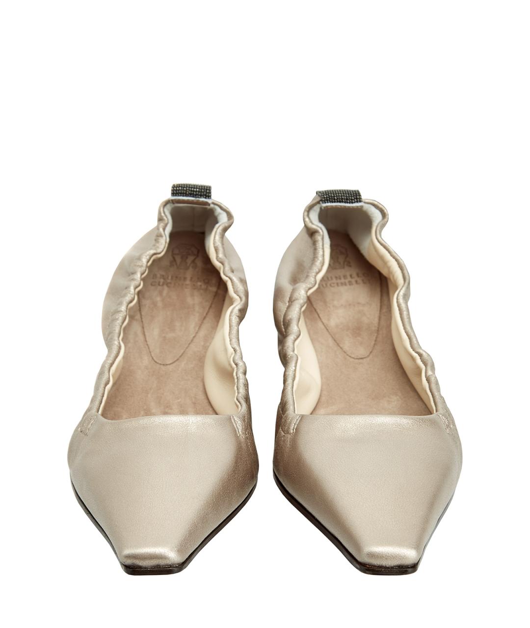 BRUNELLO CUCINELLI Бежевые кожаные балетки, фото 6