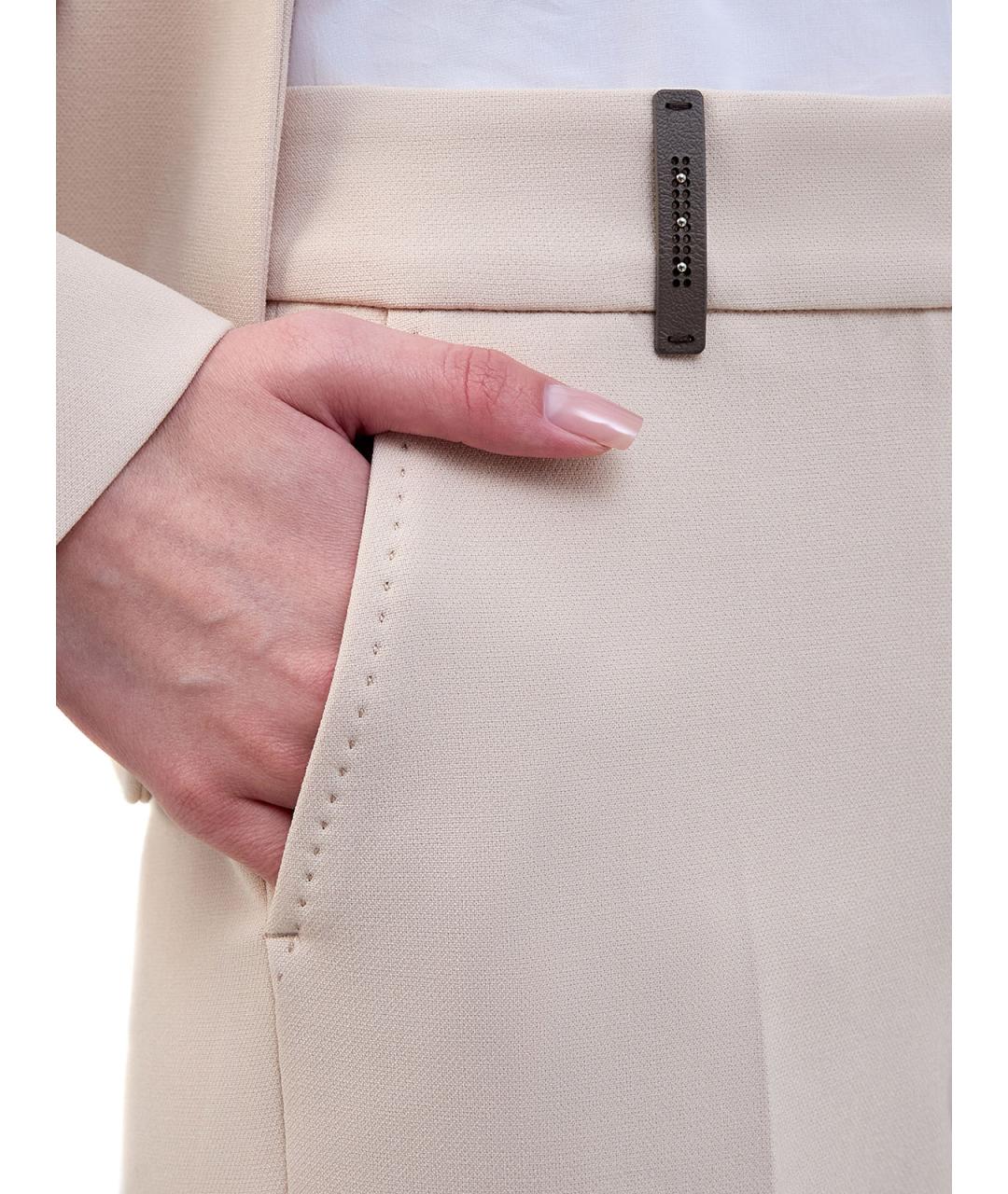 PESERICO Бежевые полиэстеровые брюки узкие, фото 5