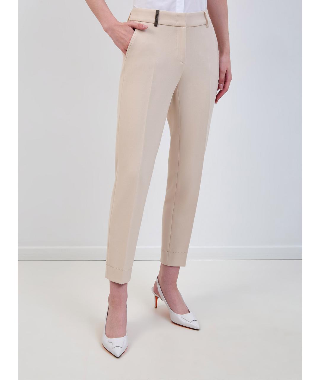 PESERICO Бежевые полиэстеровые брюки узкие, фото 3