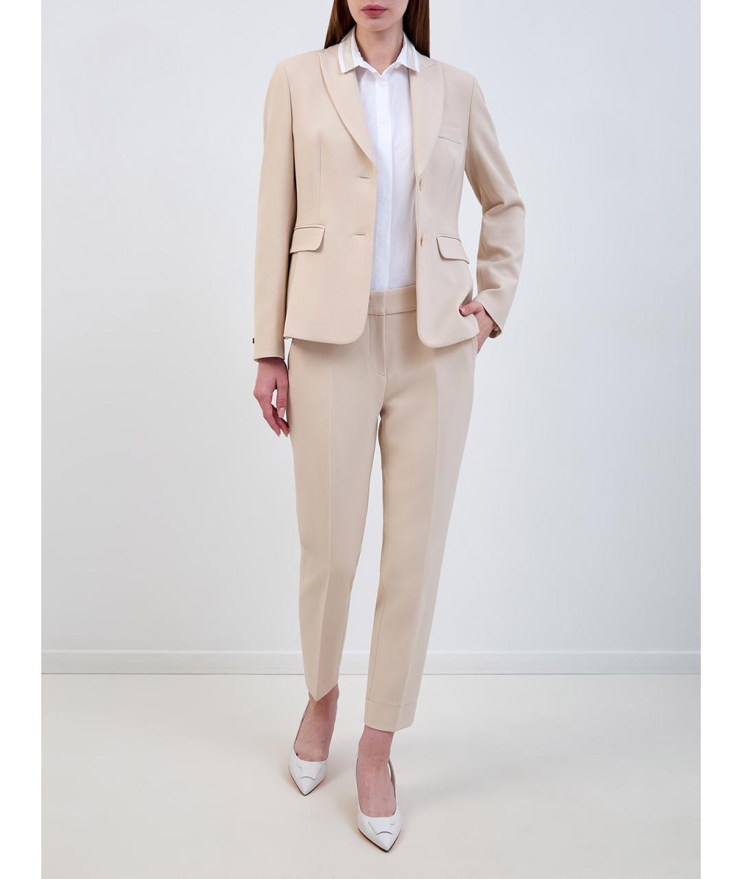 PESERICO Бежевые полиэстеровые брюки узкие, фото 2