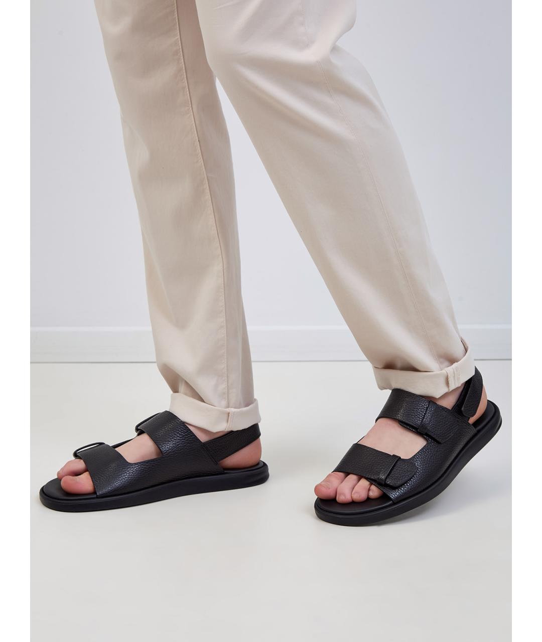 DOUCAL'S Черные кожаные сандалии, фото 2