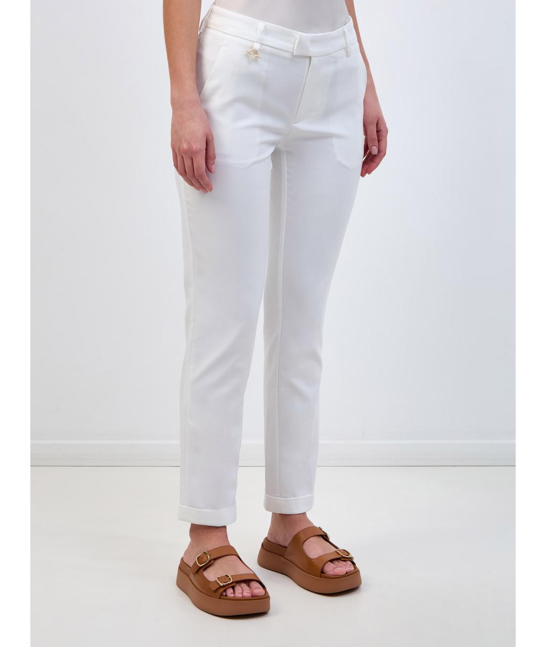 LORENA ANTONIAZZI Белые хлопковые брюки узкие, фото 3
