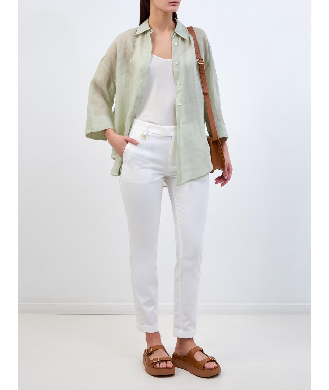 LORENA ANTONIAZZI Белые хлопковые брюки узкие, фото 2