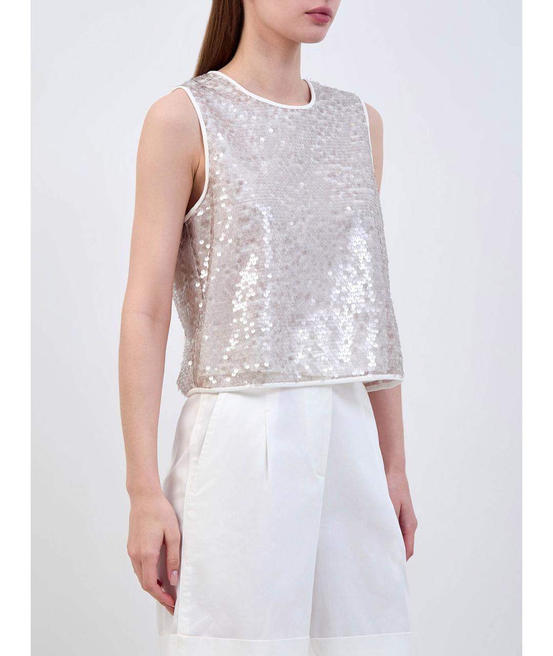 PESERICO Белая полиэстеровая блузы, фото 3