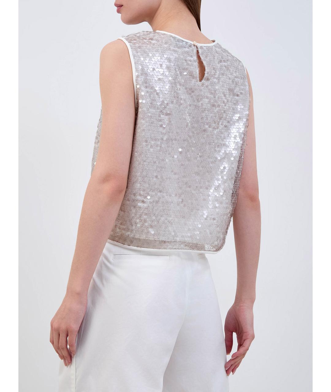 PESERICO Белая полиэстеровая блузы, фото 4