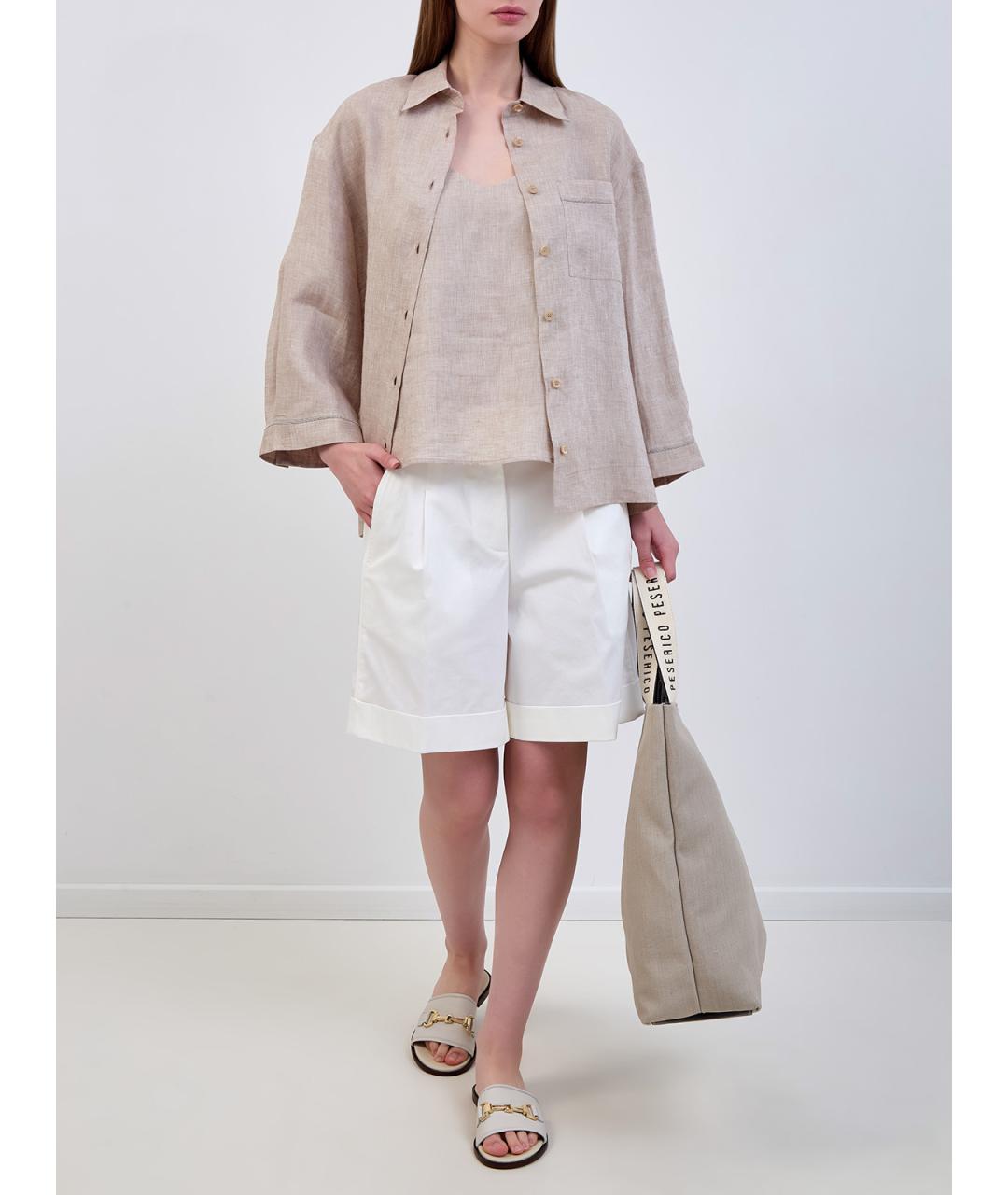 PESERICO Белые хлопковые шорты, фото 2