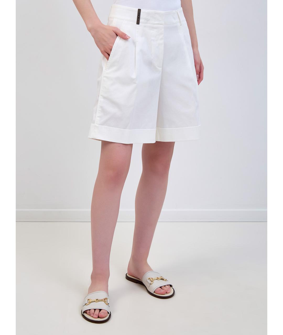 PESERICO Белые хлопковые шорты, фото 3