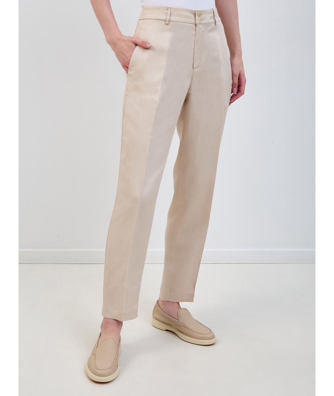 GENTRY PORTOFINO Бежевые прямые брюки, фото 3