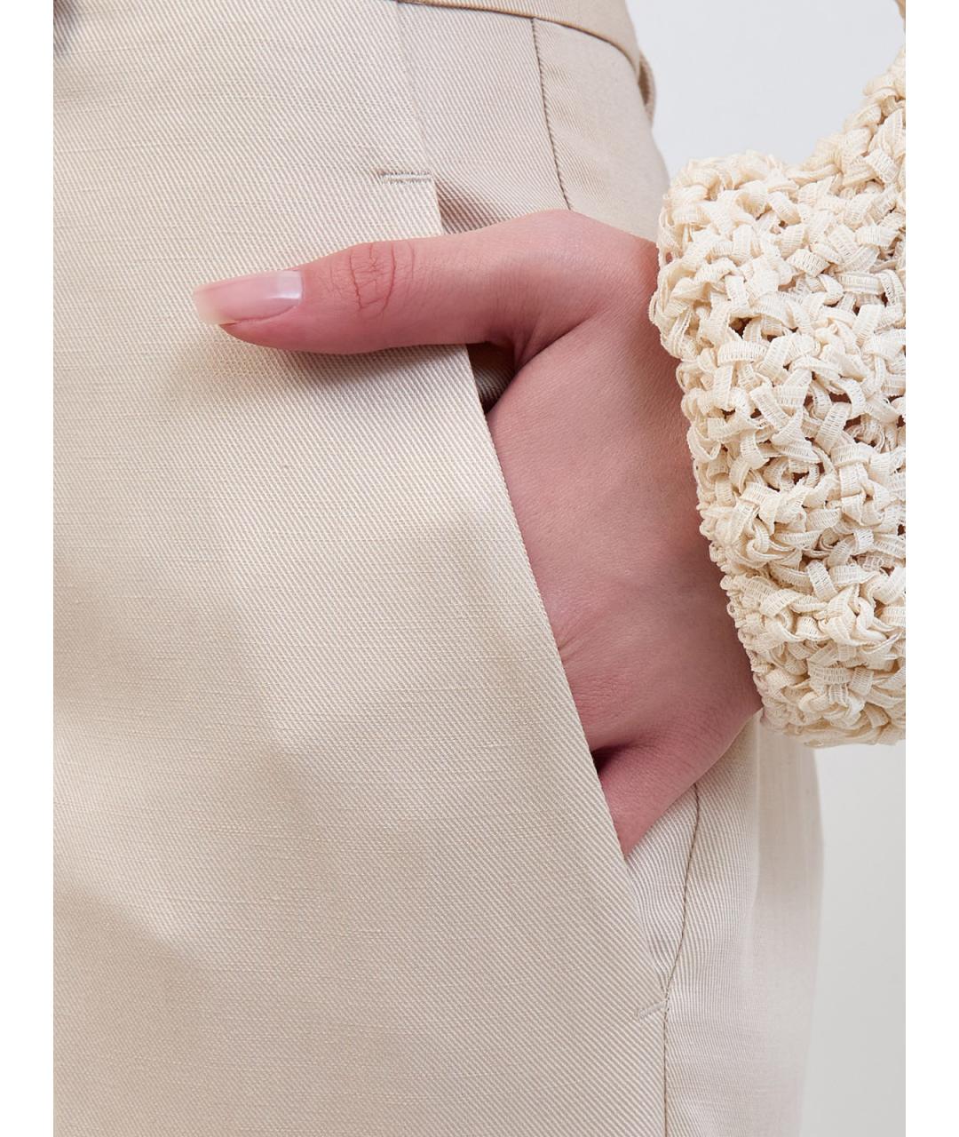 GENTRY PORTOFINO Бежевые прямые брюки, фото 5