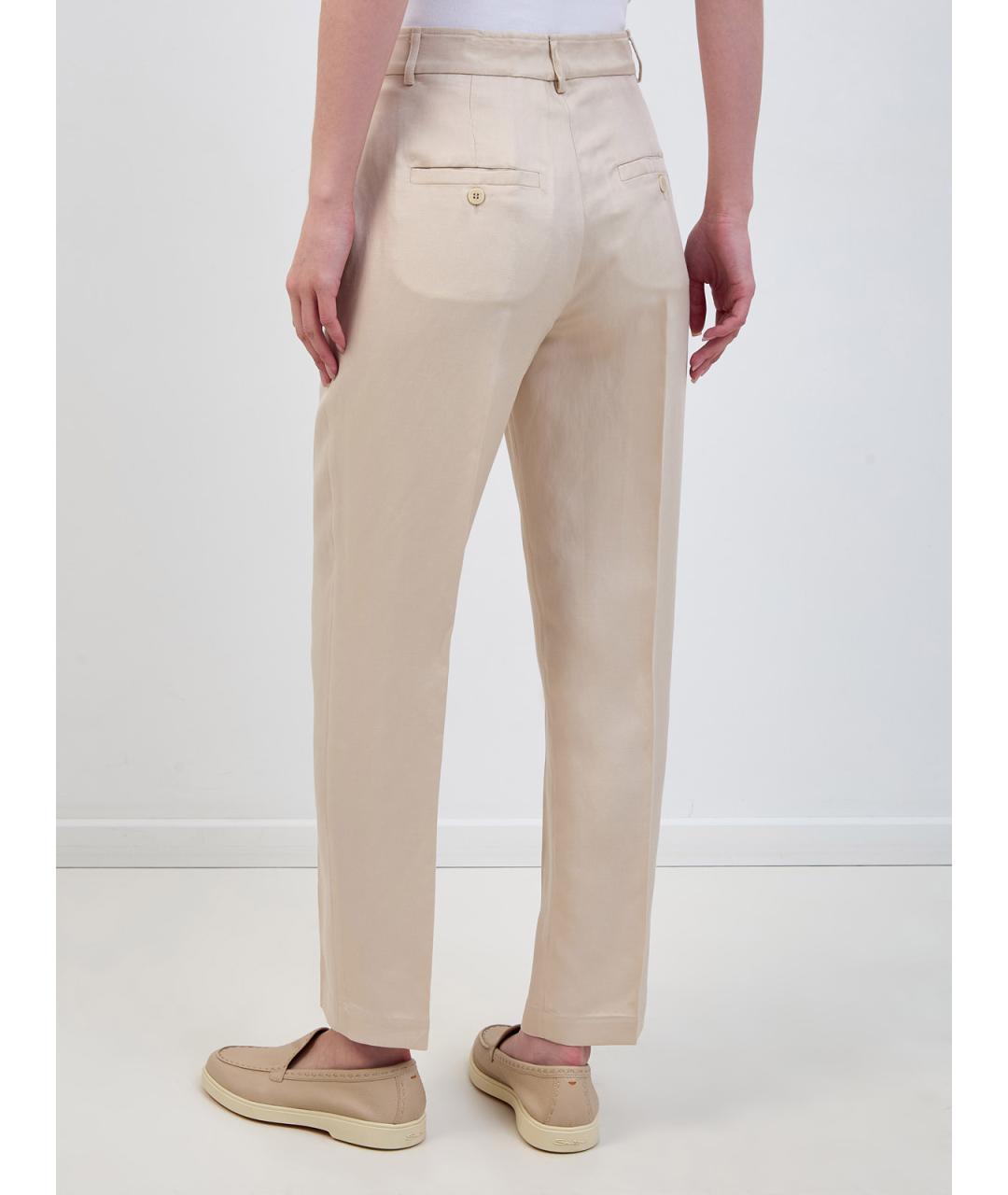 GENTRY PORTOFINO Бежевые прямые брюки, фото 4