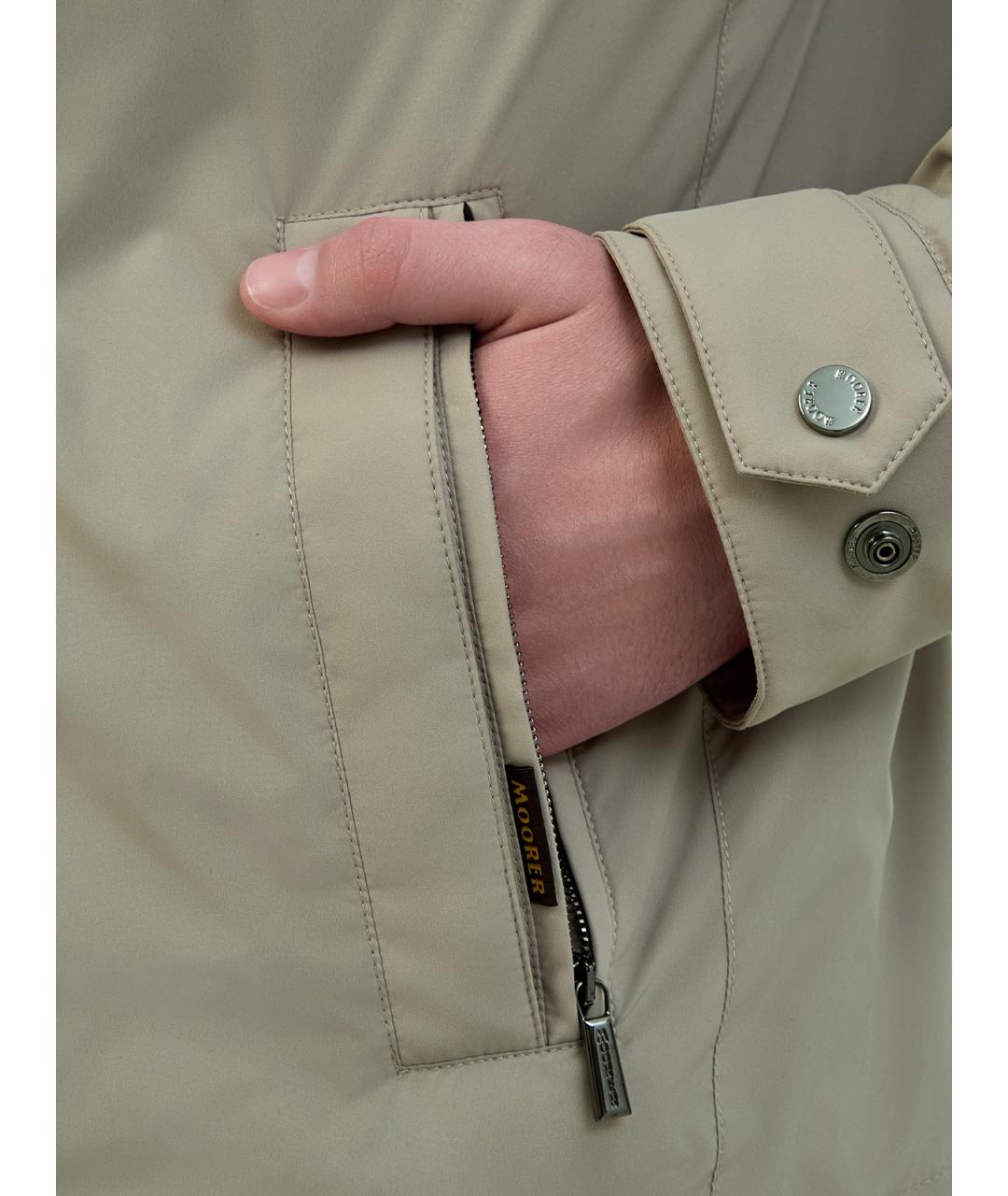 MOORER Бежевая полиэстеровая куртка, фото 5