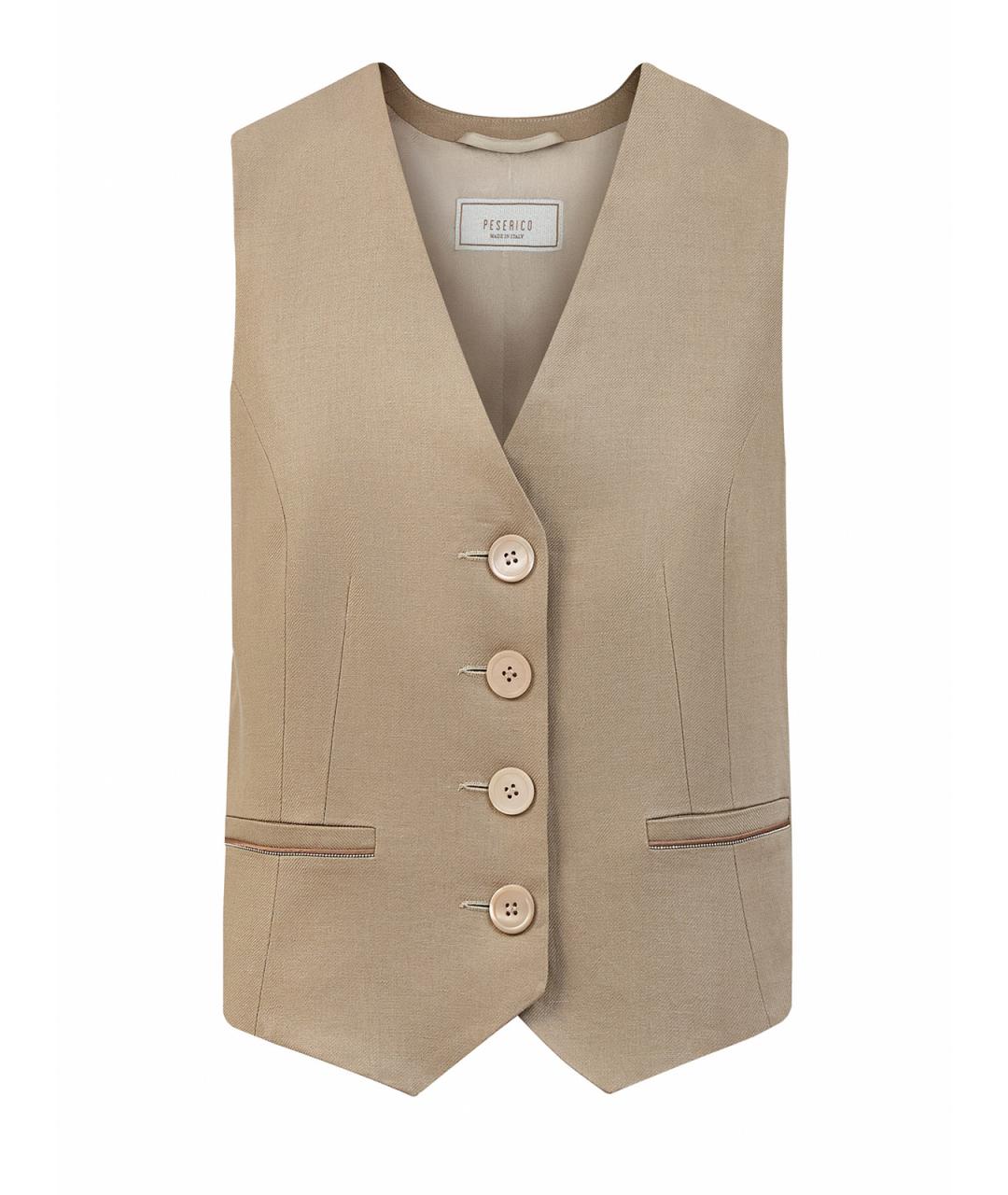 PESERICO Бежевый льняной жилет, фото 1