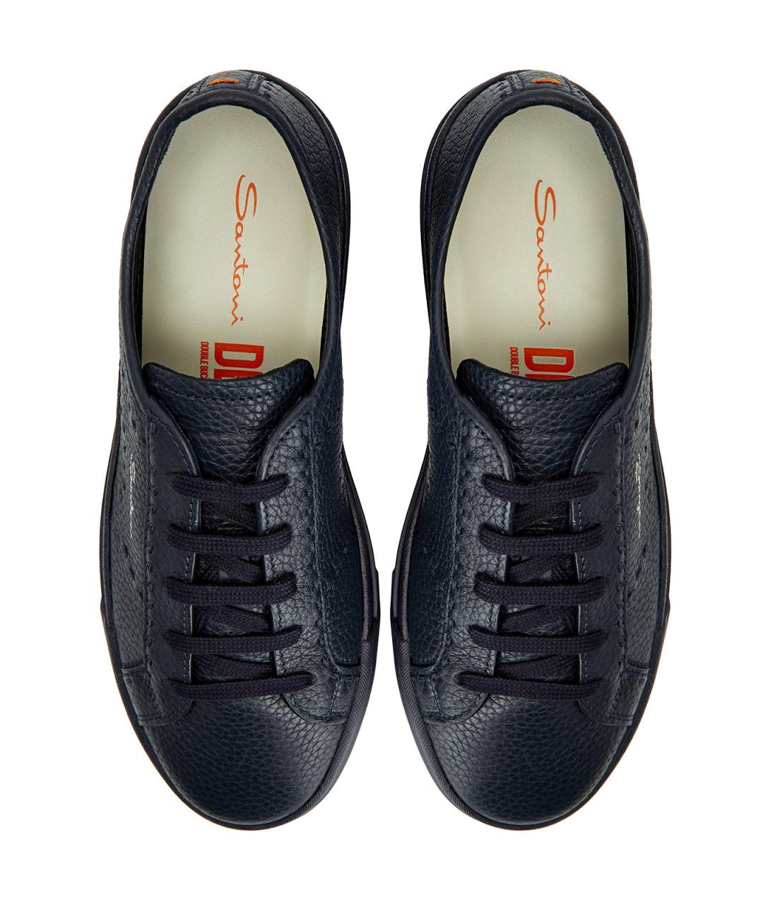 SANTONI Темно-синие кожаные низкие кроссовки / кеды, фото 6