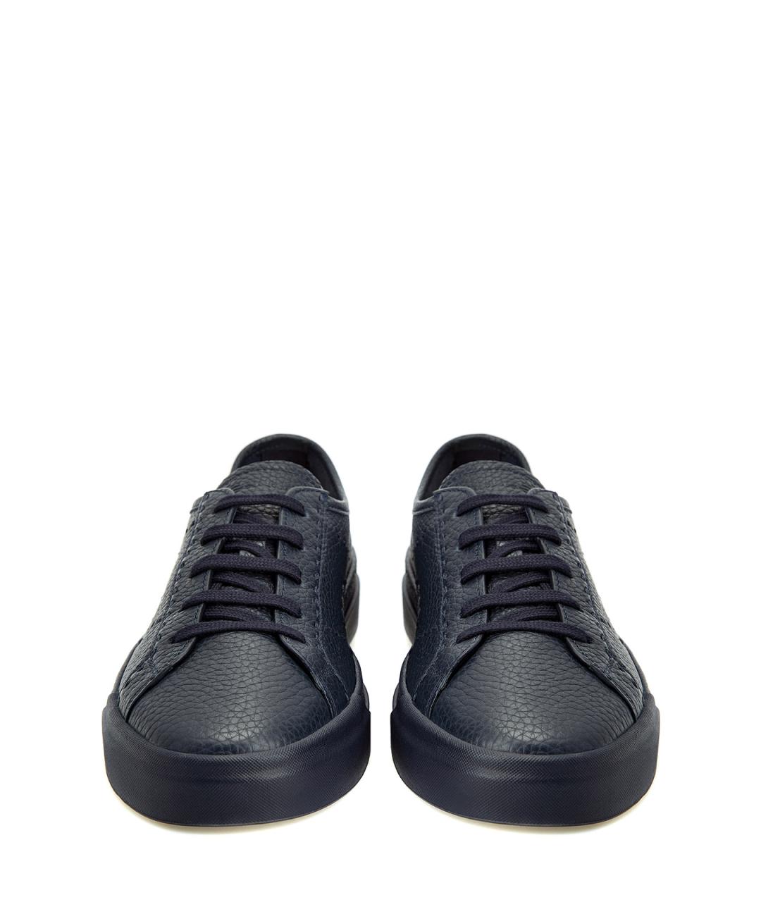 SANTONI Темно-синие кожаные низкие кроссовки / кеды, фото 5