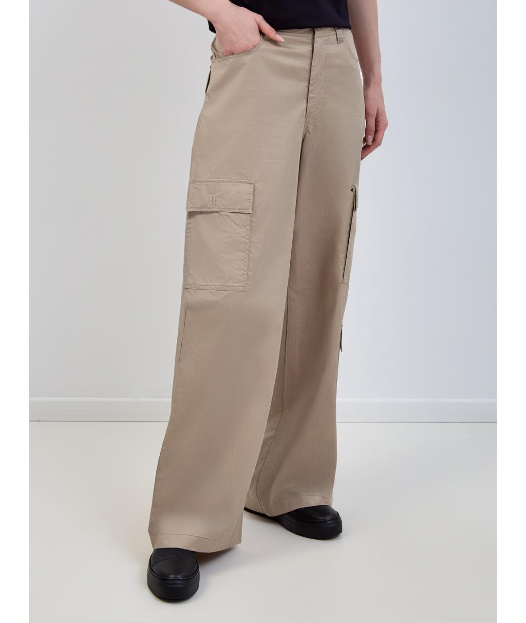 PARAJUMPERS Бежевые хлопковые брюки широкие, фото 3