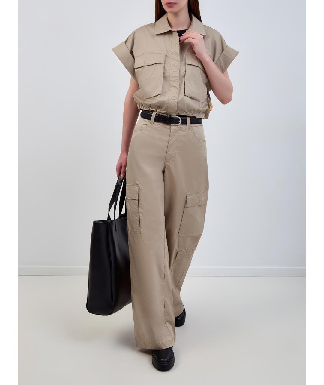 PARAJUMPERS Бежевые хлопковые брюки широкие, фото 2