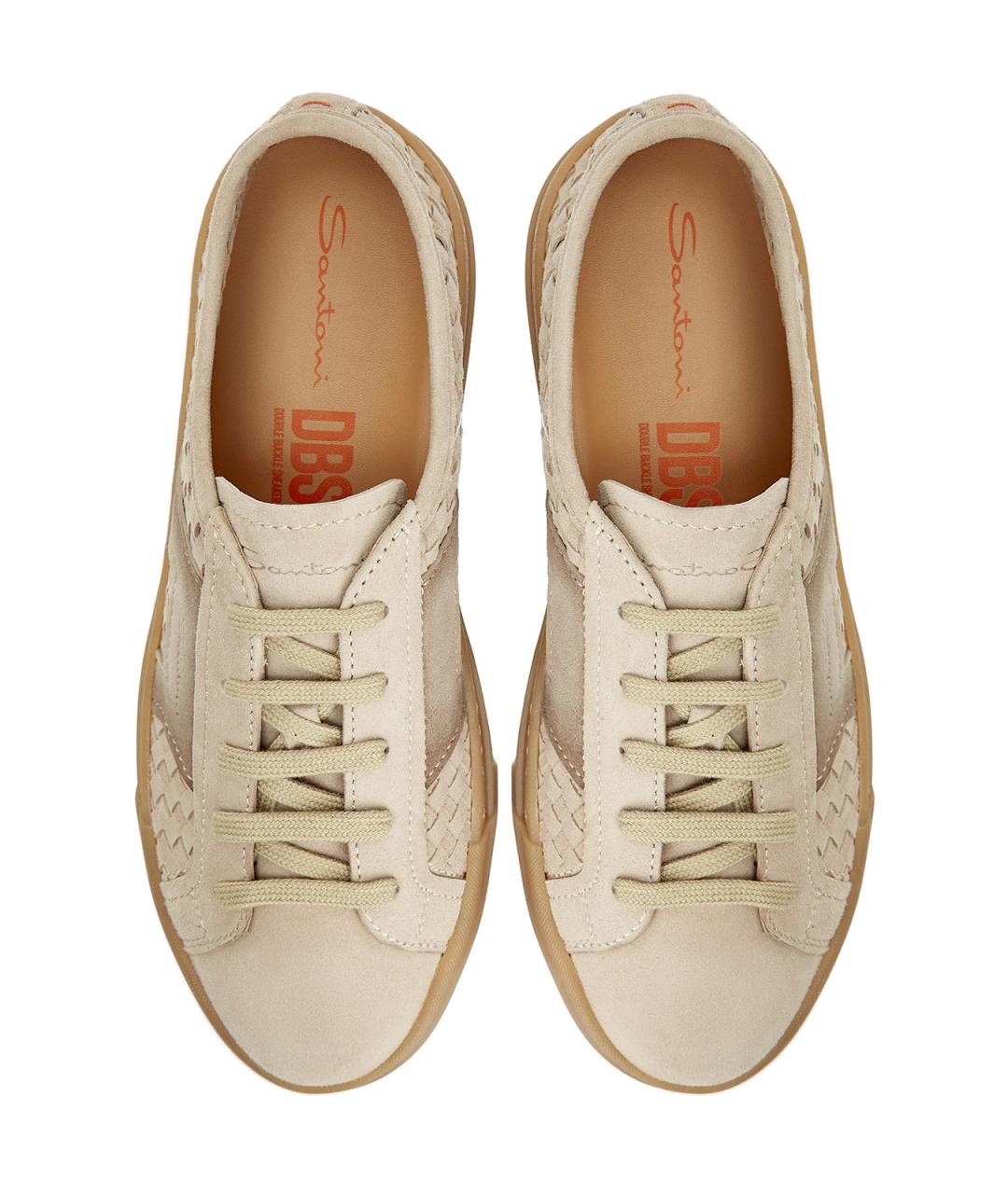 SANTONI Бежевые замшевые низкие кроссовки / кеды, фото 6