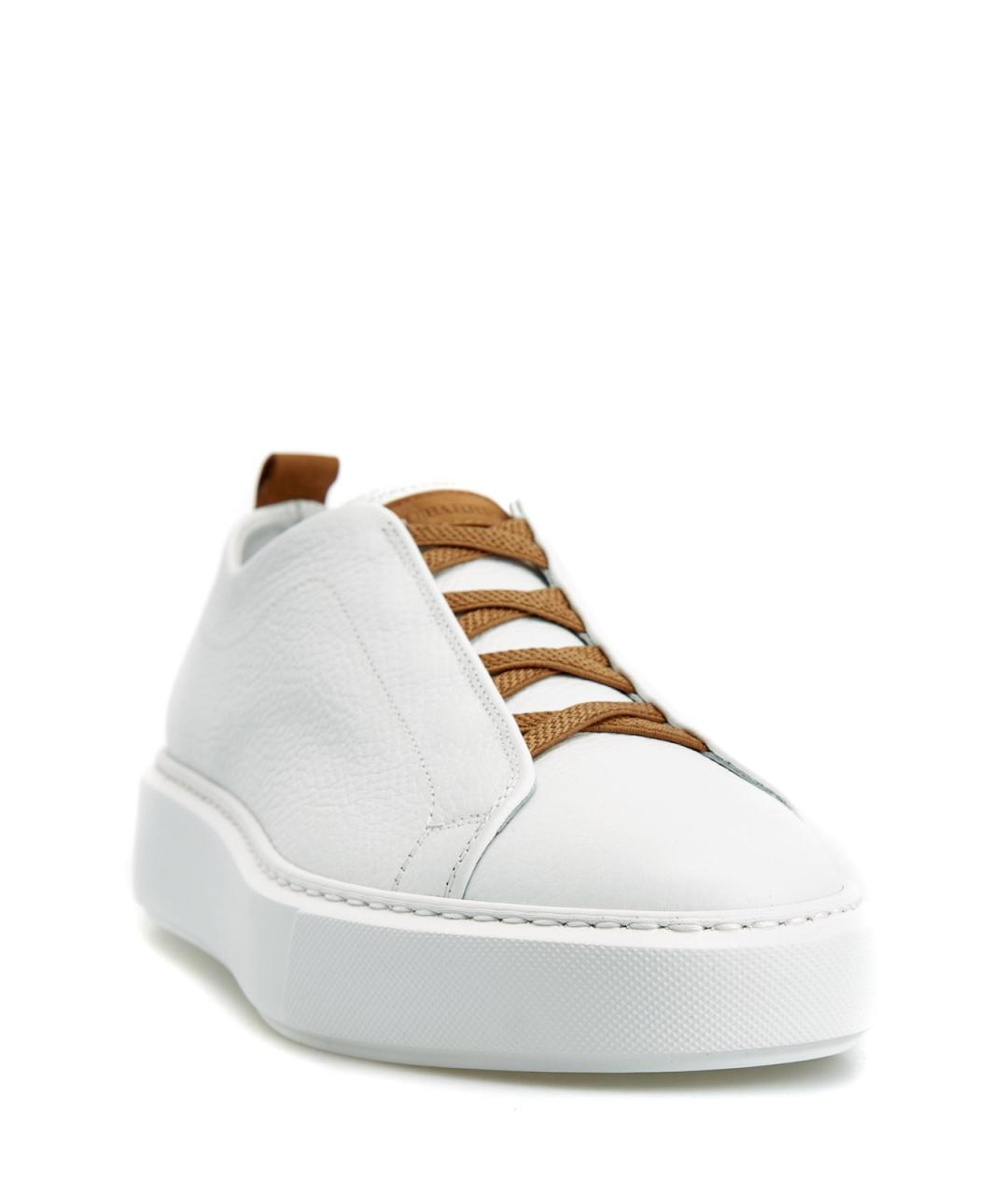 BARRETT Белые кожаные низкие кроссовки / кеды, фото 3