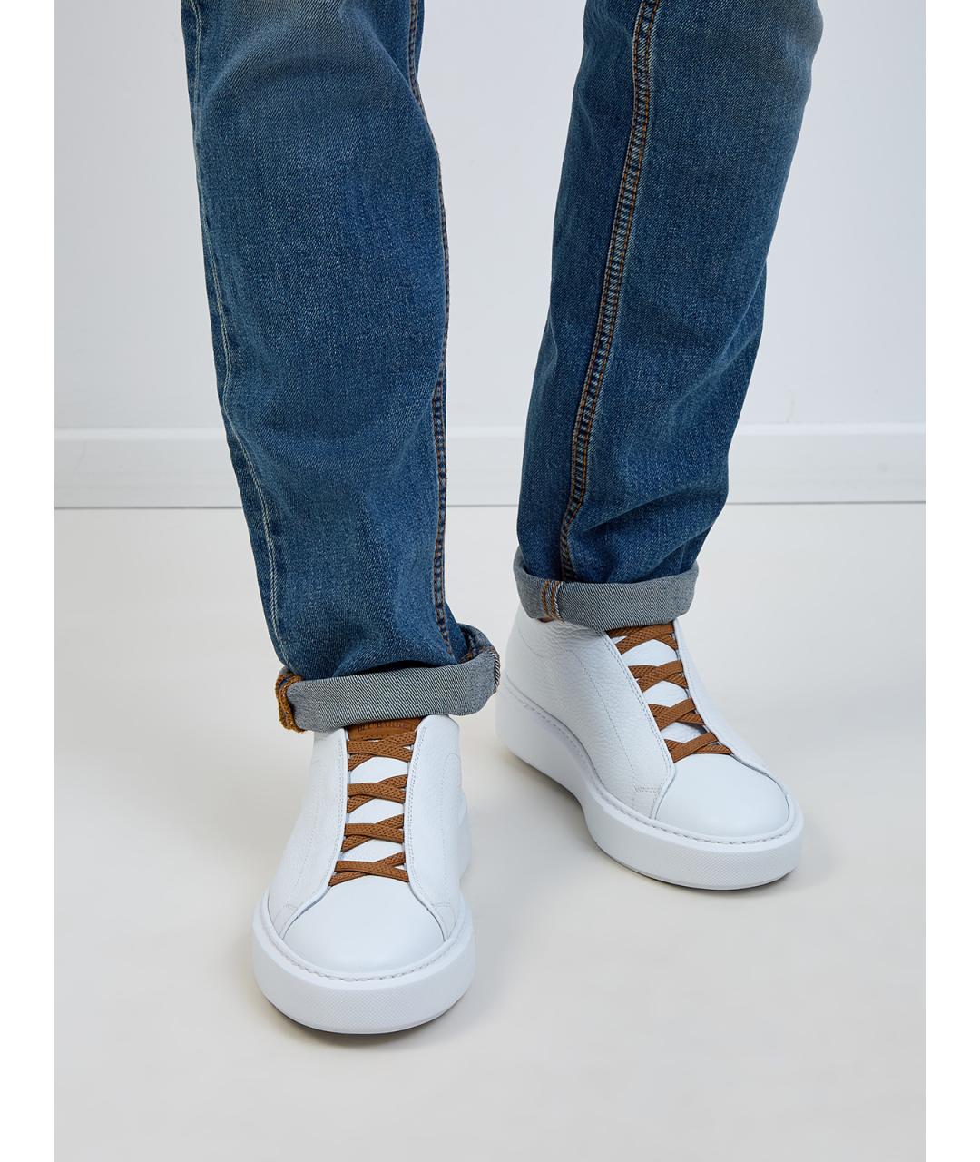 BARRETT Белые кожаные низкие кроссовки / кеды, фото 2