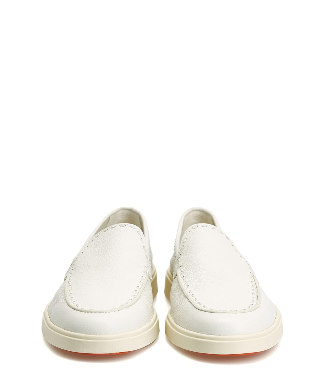 SANTONI Белые кожаные лоферы, фото 5