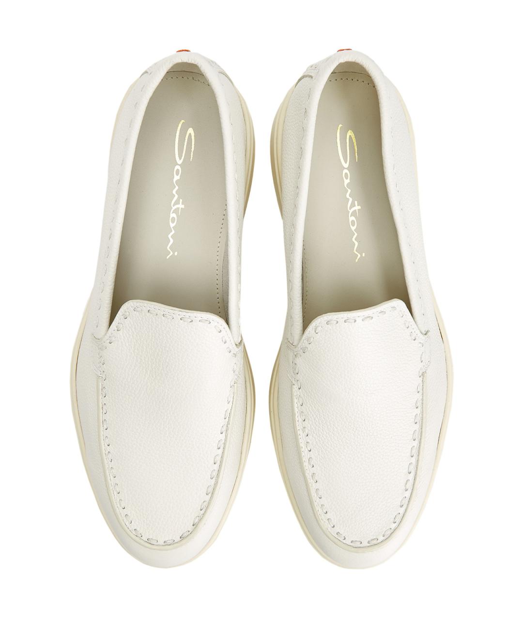 SANTONI Белые кожаные лоферы, фото 6