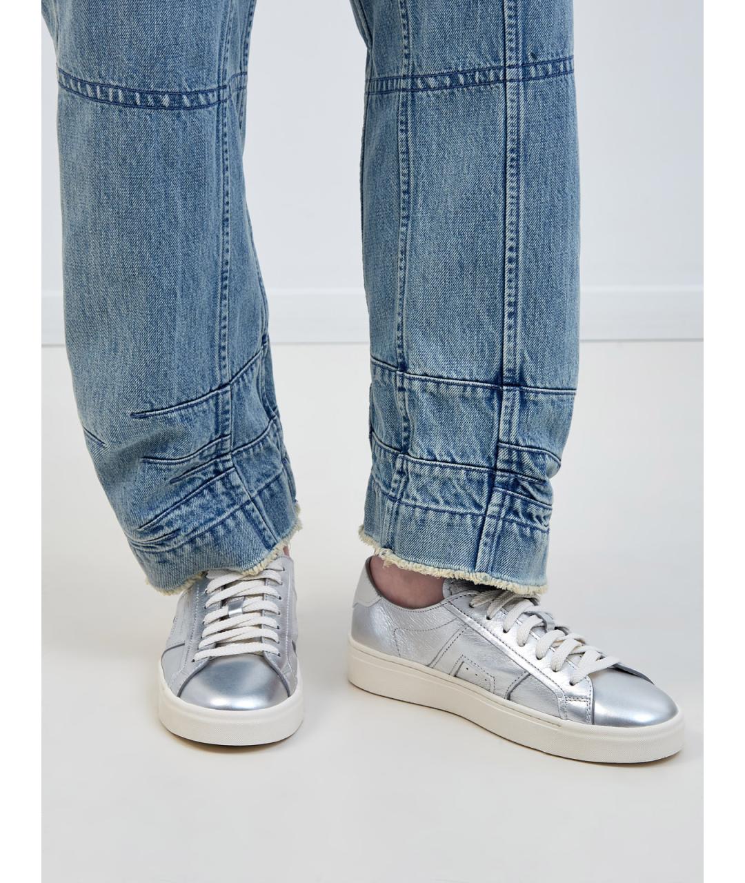 SANTONI Серебряные кожаные кеды, фото 2