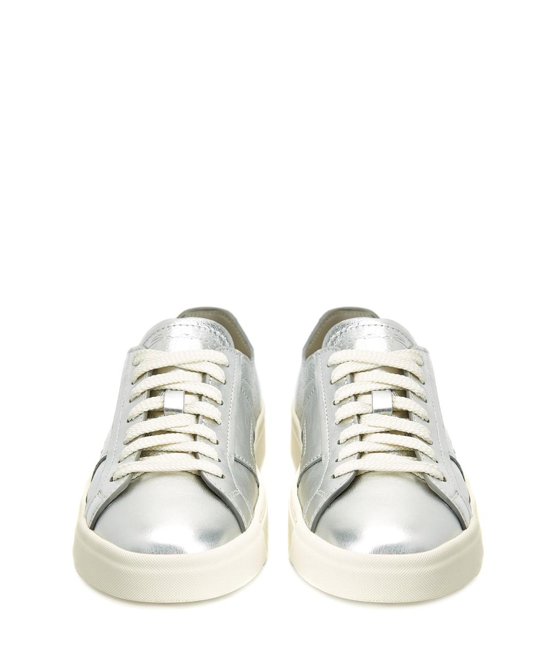 SANTONI Серебряные кожаные кеды, фото 5